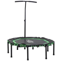 HOMCOM Fitness-Trampolin, Trampolin für Kinder und Erwachsene, Gartentrampolin, Stahl+Kunststoff+EVA, Grün+Schwarz, 122 x 122 x 122-138 cm(m-10)