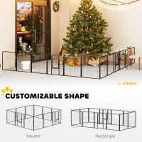 PawHut 12-Panel Solid Dog Playpen with Doors, for Small Dogs, 60cm High, Black(m-4)