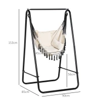 Outsunny Hammock Chair with Stand, Hammock Swing Chair with Cushion, Cream White(m-3)