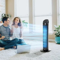 HOMCOM Tower Fan for Bedroom Cooling, 30 Inch Electric 70° Oscillating Fan with 3 Speed Settings, Standing Floor Fan for Home Office Indoor, Black(m-2)