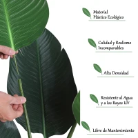 Outsunny Planta de Decoración Artificial de Palma Árbol Realista con Maceta 7 Hojas para Interior Ø15x120 cm Verde(m-4)