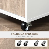 HOMCOM Carrello da Cucina Portavivande per Microonde con 4 Ruote, in Legno, 60x40x77cm - Rovere(m-6)