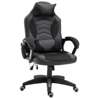HOMCOM Luxe fauteuil/chaise de bureau gamer fonction massage + chauffage intégrée dossier inclinable noir(m-10)