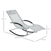 Outsunny Tumbona Mecedora con Reposacabezas Reposabrazos y Marco Metálico Carga 120 kg para Playa Patio Terraza 63x144x84 cm Gris(m-3)