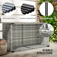 Outsunny 90 x 50cm Glass-Top Rattan Side Table - Light Grey(m-6)