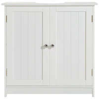 HOMCOM Mobile Sottolavabo per Bagno con Ripiano Regolabile, Mobiletto Sottolavabo con Intaglio a U e 2 Ante, Mobile Bagno Salvaspazio, Adatto a Lavabi con o Senza Colonna, 60x30x60 cm, Bianco(m-10)