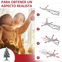HOMCOM Árbol de Navidad con Fibra Óptica Árbol de Navidad Artificial con 90 Luces LED y 90 Ramas para Interior Ø48x90 cm Verde(m-5)
