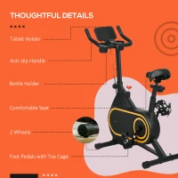 SPORTNOW Magnetic Indoor Cycling Bike, Exercise Bike with Silent Flywheel, LCD Display, Tablet Holder, Comfortable Seat(m-8)