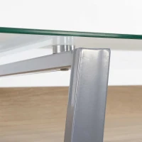 HOMCOM Bureau d'Ordinateur Table Informatique avec Plateau Verre Trempé Étagère de Rangement Support en Métal 120 x 60 x 74,5 cm(m-7)