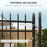Outsunny Puerta de Jardín Puerta para Valla de Acero Galvanizado con Decoración de Flechas Cerradura y Llaves 107x204 cm Negro(m-7)