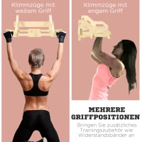 HOMCOM Klimmzugstange, mehrere Griffe, Tragkraft bis 100 kg, Wandmontage, Buchenholz, 100 x 56 x 35 cm(m-4)