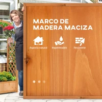 Outsunny Jardinera con Arco Enrejado para Trepadoras Plantas Flores Decoración para Jardín Terraza 83x36x152 cm Natural(m-6)