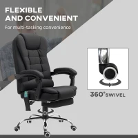 Vinsetto Office Chair with 6 Point Massage and Back Heat, Microfibre Desk Chair with Footrest Adjustable Height and Swivel Wheels, Back Reclining, Full Black(m-7)