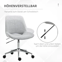 HOMCOM Bürostuhl, höhenverstellbar, um 360° drehbar, bis 110 kg, Metallrahmen, hellgrau, 49 x 56,5 x 73-82,5 cm(m-4)