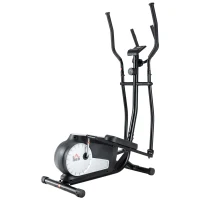 HOMCOM Elliptical Cross Trainer, Home Cardio Workout Machine with Eight Level Magnetic Resistance, LCD Monitor, Heart Rate Sensor, Two Wheels(m-1)