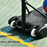 HOMCOM Canasta de Baloncesto con Altura Ajustable 206-260 cm Aro de Baloncesto con Ruedas y Base Rellenable Negro(m-6)