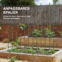 Outsunny Rankgitter 2er-Set, mit Beutel, anpassbare Ebenen, rostfreier Stahl, 33x33x180 cm, Grün(m-4)