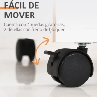 HOMCOM Cajonera de Oficina con Cajón con Cerradura y Armario con Ruedas Soporte de Impresora para Estudio 40x35x60 cm Blanco(m-6)