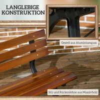 Outsunny Sitzbank für 2 Personen, für Garten & Terrasse, Gussaluminium+Naturholz, 120 x 57 x 70 cm, Braun(m-5)