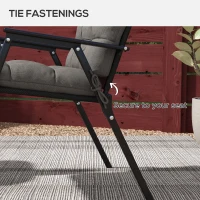 Outsunny 2-Piece Seat Cushion Replacement with Backrest, Garden Patio Chair Cushions Set with Ties, Charcoal Grey(m-5)