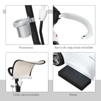 HOMCOM Correpasillo para Niños Mayores de 1 Año Cochecito Automóvil Diseño 3 en 1 Empujador Andador Función de Bocina con Capota Reposapiés Portavasos 84x40x83 cm Blanco(m-7)