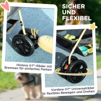 PawHut 3-in-1 Huisdierenwagen, inklapbare hondenkar met 4 wielen en afneembare draagtas voor honden en katten, Grijs(m-7)