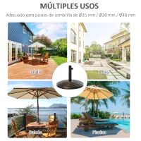 Outsunny Base para Sombrilla Ajustable Ø53x40 cm de 25 kg Pie de Parasol Redondo Relleno de Cemento Estilo Retro de HDPE(m-6)