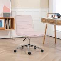 HOMCOM Bürostuhl Office-Stuhl Schreibtischstuhl, höhenverstellbar, Samtoptik, 51 cm x 64 cm x 78-88 cm, Rosa(m-2)