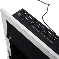 HOMCOM Contemporary Electric Fireplace Coal Burning Flame Effect Inset Fire Place Space Heater Glass View LED Lighting with Remote Control, 1000W/2000W, Silver(m-9)