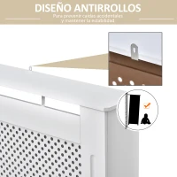 HOMCOM Cubre Radiadores, 111.5x19x82 cm, Cubierta para Radiador Moderna de MDF, con Estante Superior y Listones, para Salón, Dormitorio, Pasillo, Blanco(m-6)