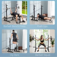 HOMCOM Multifunction Barbell Squat Rack Stand Heavy-Duty Strength Training Dumbbell Rack Adjustable Height Weight Lifting Bench Press Dip Station for Home Gym, Black(m-7)