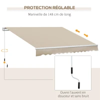 Outsunny Store banne Manuel rétractable Angle Réglable Aluminium Polyester imperméabilisé 3,5L x 2,5l m Beige(m-6)