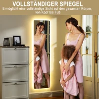 HOMCOM LED Ganzkörperspiegel, Touch-Steuerung, dimmbar, rahmenlos, 40 x 150 cm(m-4)