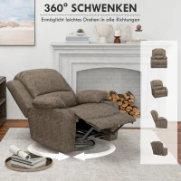 HOMCOM Relaxsessel mit Fußstütze und Liegefunktion, inkl. Getränkehalter, Fernsehsessel, 87 cm x 95 cm x102 cm, Dunkelbraun(m-6)