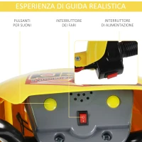 HOMCOM Moto Elettrica per Bambini 3 anni e Più, Moto Cross Elettrica con Rotelle, Batteria 6V Velocità 2.5km/h, 102 x 53 x 66cm, Giallo(m-6)