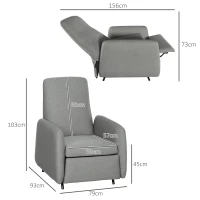 HOMCOM 150° Manually Reclining Chair, with Footrest - Grey(m-3)