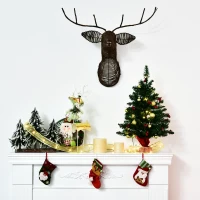 HOMCOM Mini Árbol de Navidad 60cm Artificial Árbol de Pino Decoración Navideña con Soporte Metálico 73 Ramas Verde PVC(m-7)