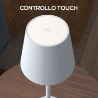 HOMCOM Lampada da Tavolo Portatile in Acrilico e Metallo da 3600mAh con Cavo di Ricarica, Ø11.2x36.5 cm, Grigio(m-7)