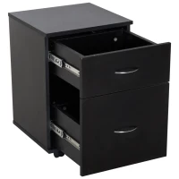HOMCOM Cajonera de Oficina y Hogar tipo Archivador de Madera Móvil con Ruedas y 2 Cajones 41x39x58cm Negro(m-9)