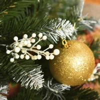 HOMCOM Albero di Natale Innevato 150cm con Bacche Decorative Bianche, Base Rimovibile Pieghevole, 378 Rami, Verde(m-8)