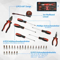 DURHAND Werkzeugkiste mit 116-teiligem Werkzeugset, mobil, verschließbar, Stahlgehäuse, 45 x 24 x 27 cm, Schwarz(m-6)