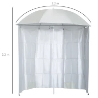 Outsunny 88" Arc 2.2M Fishing Umbrella Beach Parasol with Sides Brolly Shelter Canopy Shade with FREE Carry Bag Off-White(m-3)