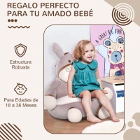 HOMCOM Puff Infantil Diseño de Burrito Sillón para Niños 18-36 Meses de Franela Asiento Acolchado Alfombra Antideslizante para Dormitorio Sala de Juegos 60x55x60 cm Gris(m-6)