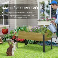 Outsunny Jardinière sur Pieds - Potager sur roulettes - Inserts d'irrigation, Feutre de Drainage Inclus - Bois Sapin Autoclave(m-7)