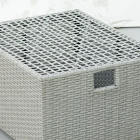 Outsunny Set Mobili da Giardino con Divano 2 Posti, Contenitore e Pouf in Rattan PE Salvaspazio con Cuscini, Grigio(m-8)