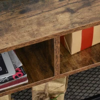 HOMCOM Meuble TV design industriel dim. 100L x 40l x 50H cm grand plateau 2 niches + étagère panneaux particules coloris boisé métal noir(m-5)