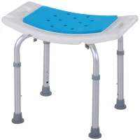 HOMCOM Shower Chair, Adjustable Height Shower Stool with Aluminium Frame and Non-Slip Feet, Bathtub Stool Seat for Elderly Disabled Handicap, Blue(m-11)