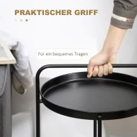HOMCOM Beistelltisch Industrie-Design 2-in-1 Funktion inkl. Tablett Schwarz + Natur(m-7)