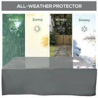 Outsunny 205x192cm Outdoor Garden Rattan Furniture Protective Cover Water UV Resistant Grey(m-4)