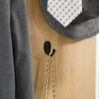 HOMCOM Garderobe mit Schuhbank, 1 Hutablage, 4 Kleiderhaken, Natur + Weiß(m-8)